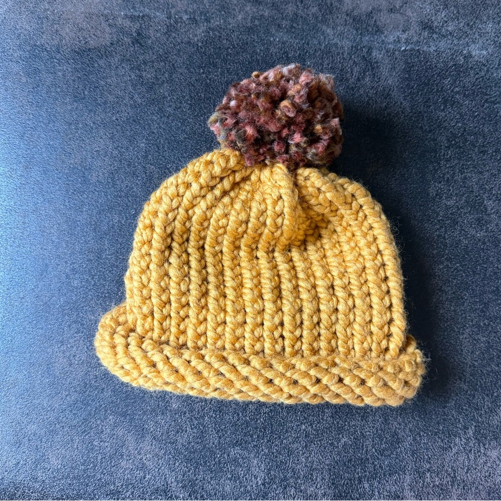 Cozy Yellow Knit Pom-Pom Beanie for Kids